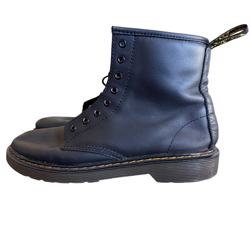 Dr. Martens 1460 J Black Leather Lace Up Side Zip Combat Boots Kids US 4M 5L